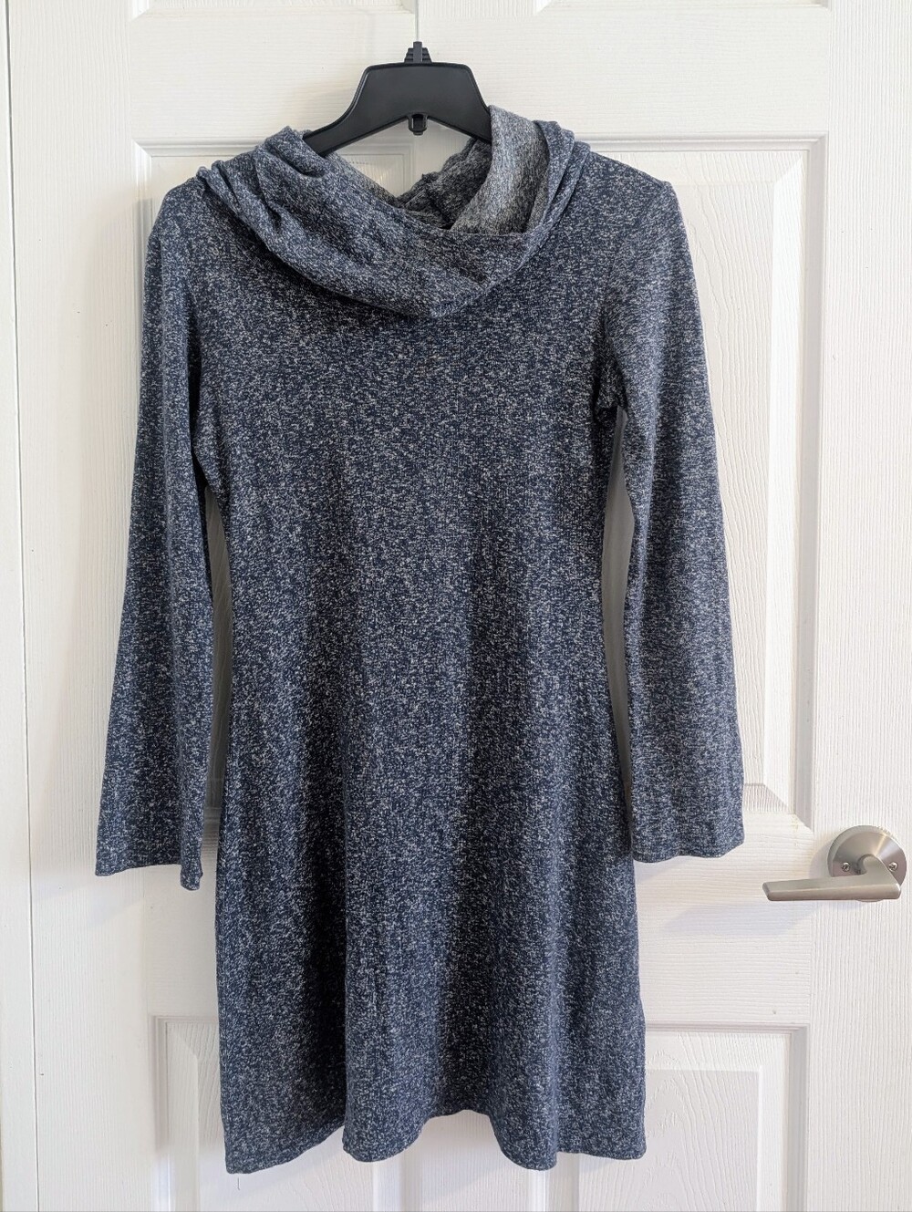 Advika Cozy Hooded Knit Tunic Dress Organic cotton Hemp - Heathered Dark Gray 6